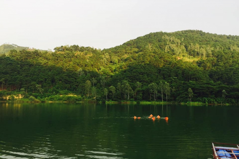 Cây cối xanh tươi ở Hồ Đồng Đò