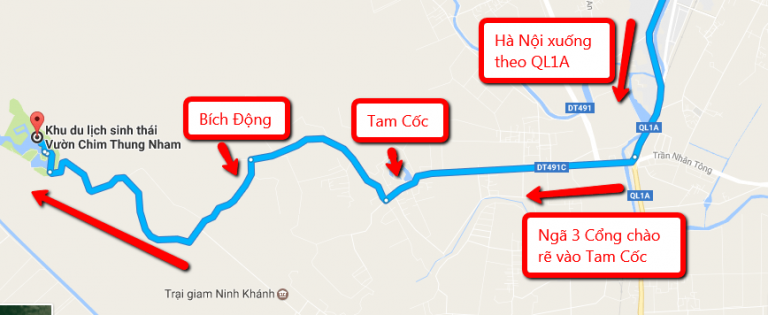 Bản đồ vào Thung Nham Ninh Bình